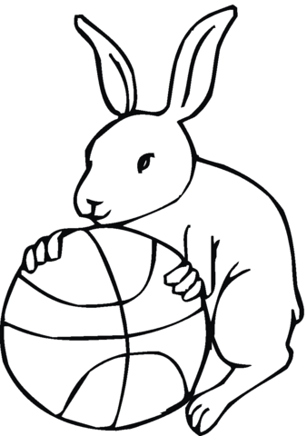 Hare Holds A Basketball Coloring Page